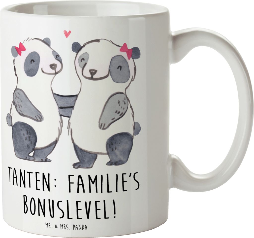 Mr. & Mrs. Panda Bedruckte Tasse Tante Bonuslevel - Weiß - Geschenk, Lustig, Liebe, Geschenke, Nichte, Anekdoten, Neffe, Kaffeebecher, kaffeetasse...