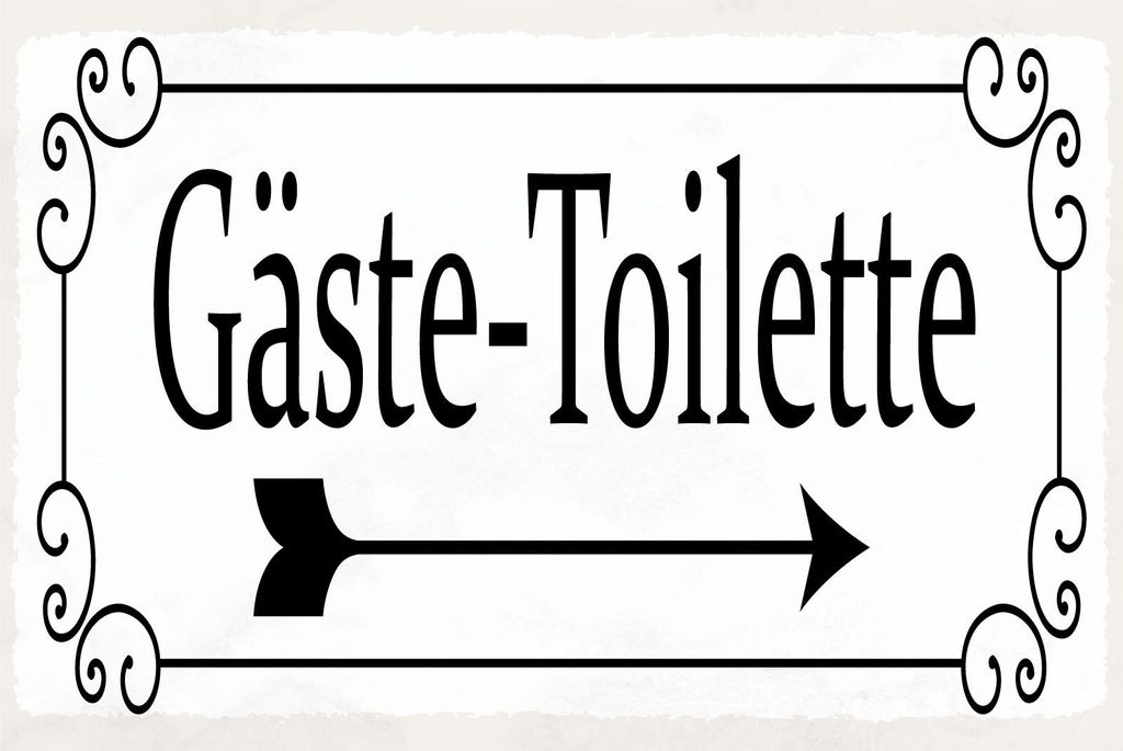 vianmo Holzschild 20x30 cm Gäste-Toilette rechts Pfeil