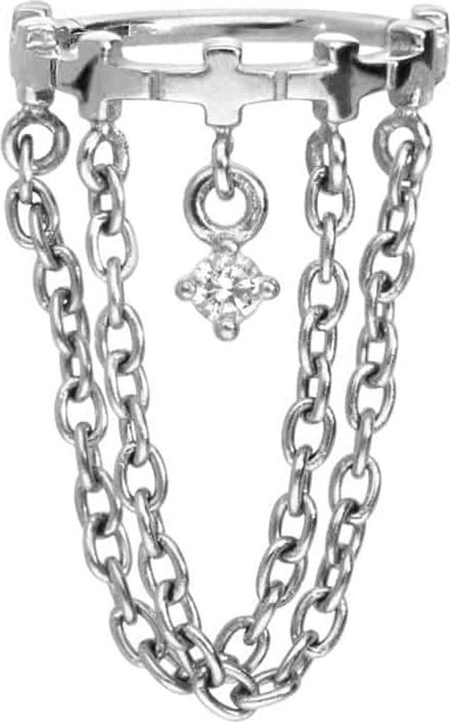Ohrpiercing, Nasenpiercing, Septum Piercing Chirurgenstahl Segmentring Clicker KRONE + KETTEN Silber Innendurchmesser: 12 mm