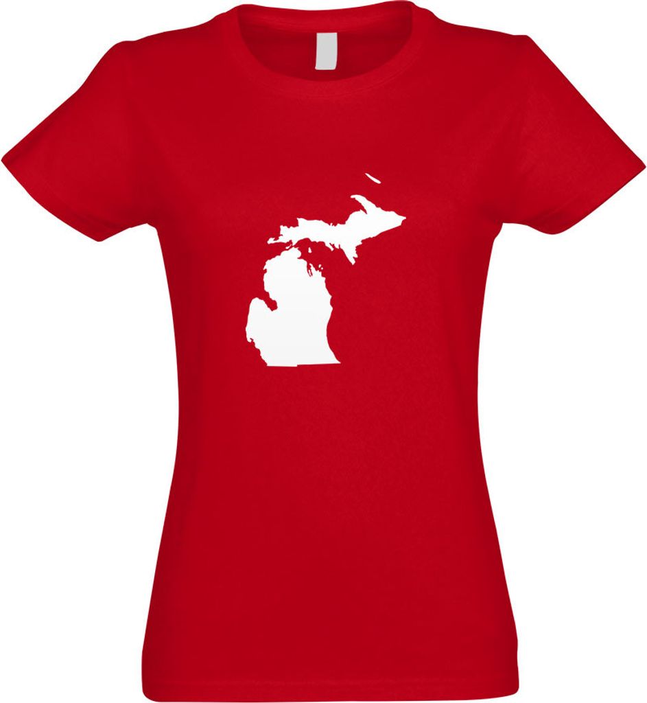 Kiwistar - T-Shirt tailliert - Damen - rot - USA - Bundesstaat - Michigan - mit Motiv Bedruckt - Funshirt Design - Sport - Freizeit - Damen - S