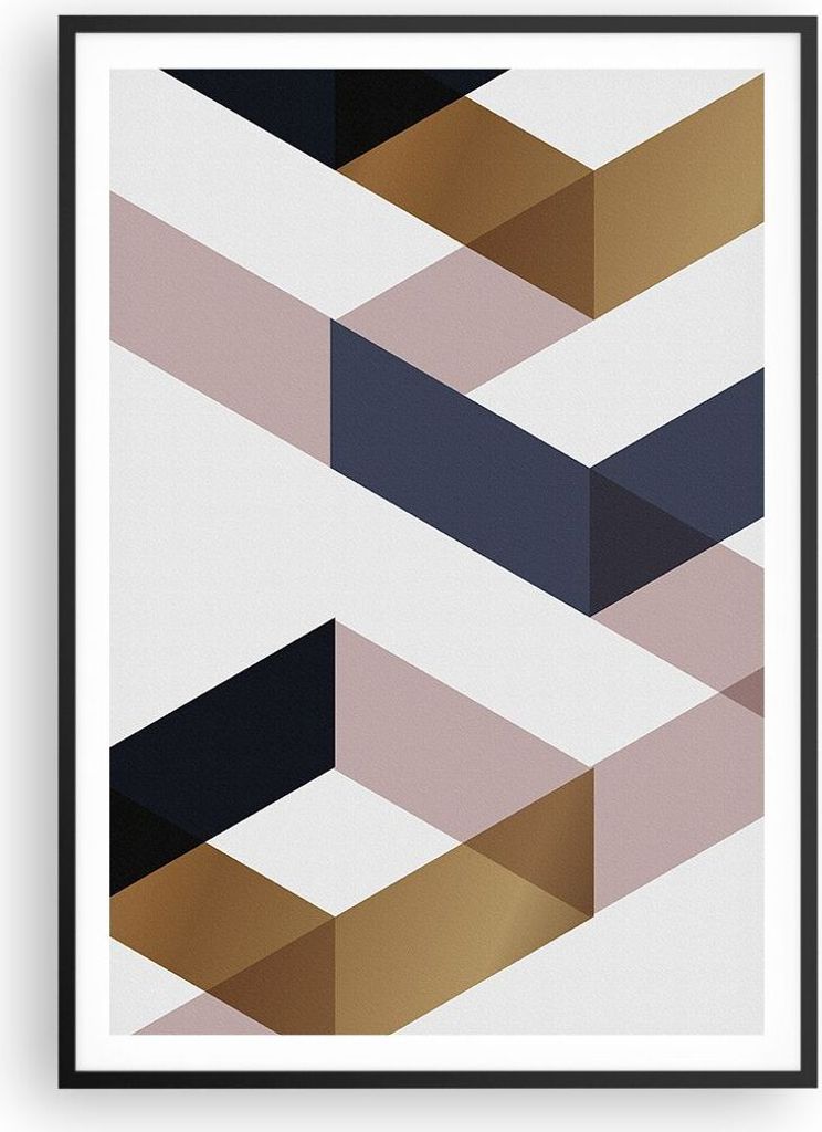 Gerahmtes Poster - Schwarzer Rahmen - Abstraktion Muster Diamant - 70x100 cm - Wand Bild - Wanddeko - Wandbilder - Wandposter - Bilderrahmen - Bild...