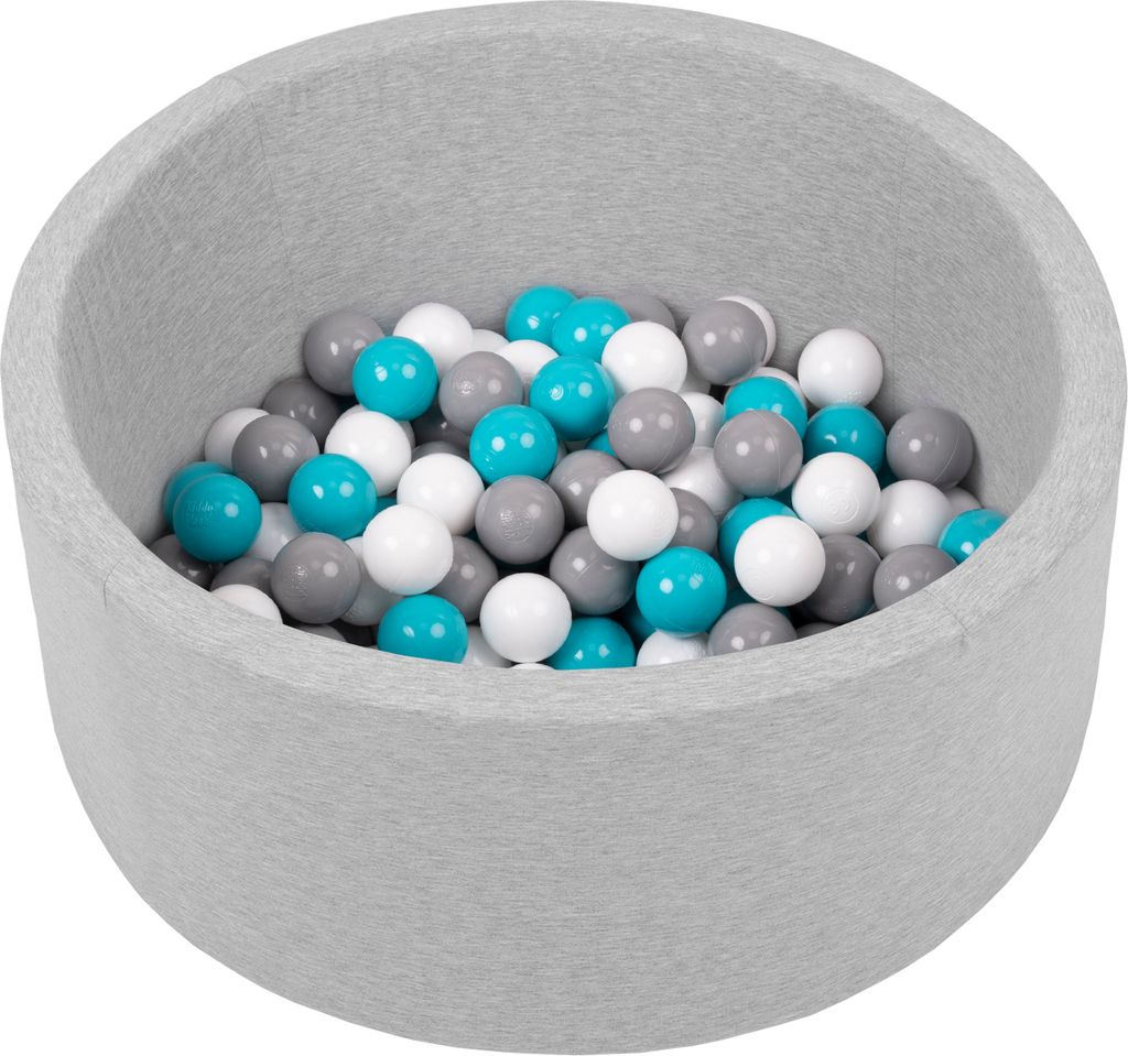 Selonis Bällebad Kinder Rund 70x30cm mit 150 Bunte Plastikbälle ∅6cm - Bälle für bällebad Bällepool Baby spielzeug Für baby zimmer - Hellgrau
