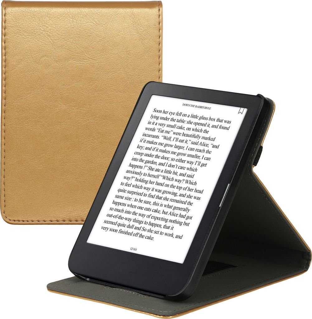 kwmobile Schutzhülle kompatibel mit Kobo Clara 2E / Tolino Shine 4 - Hülle e-Reader mit Schlaufe Ständer - - Gold