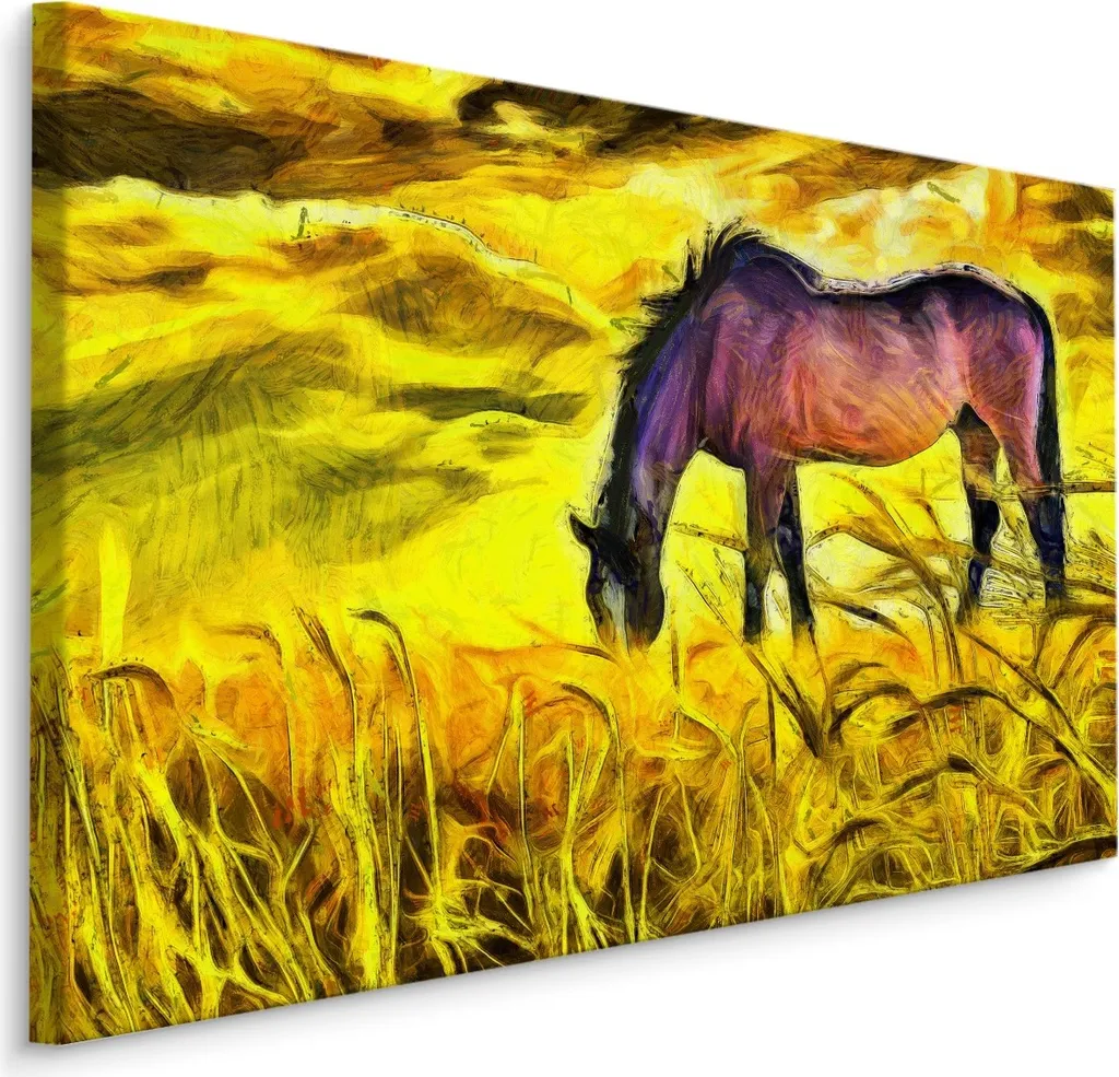 Offerta Quadro Tela 70x50 Cavallo Campo Grano - Arte XXL Soggiorno