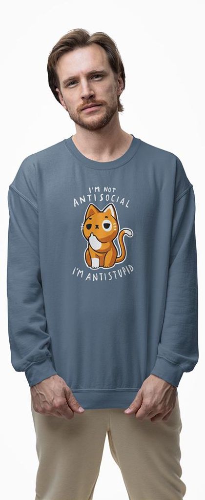 D&B Design Uni Pullover SWEB00032 Not Antisocial IndigoBlau-Größe 2XL