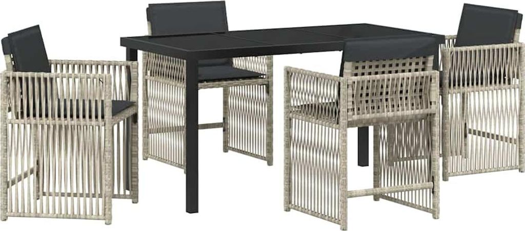 vidaXL Garten Essgruppe 5 pcs Hellgrau Pulverbeschichteter Stahl