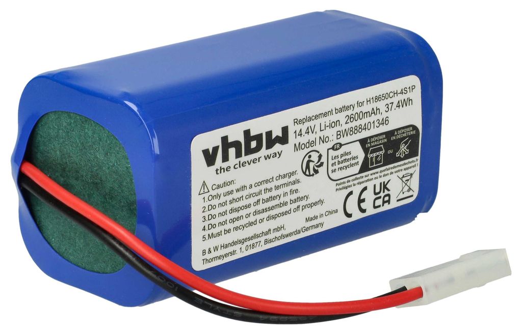 vhbw Akku kompatibel mit Xiaomi G1 MI Robot Staubsauger (2600 mAh, 14,4 V, Li-Ion)