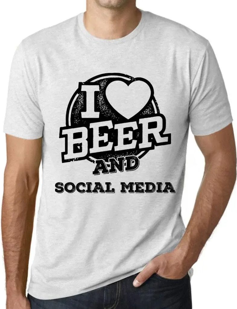 Herren Grafik T-Shirt Ich liebe Bier und soziale Medien – I Love Beer And Social Media – Öko-Verantwortlich Vintage Jahrgang Kurzarm Lustige D...