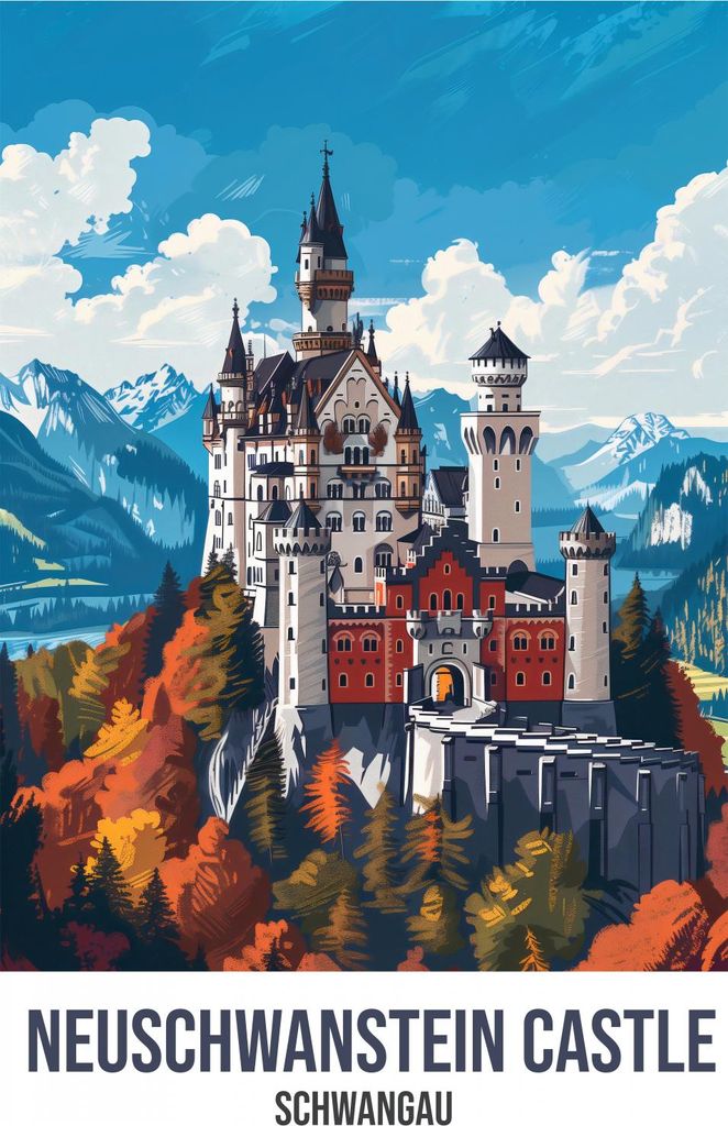 Plakat 68x98cm Schloss Neuschwanstein, Schwangau