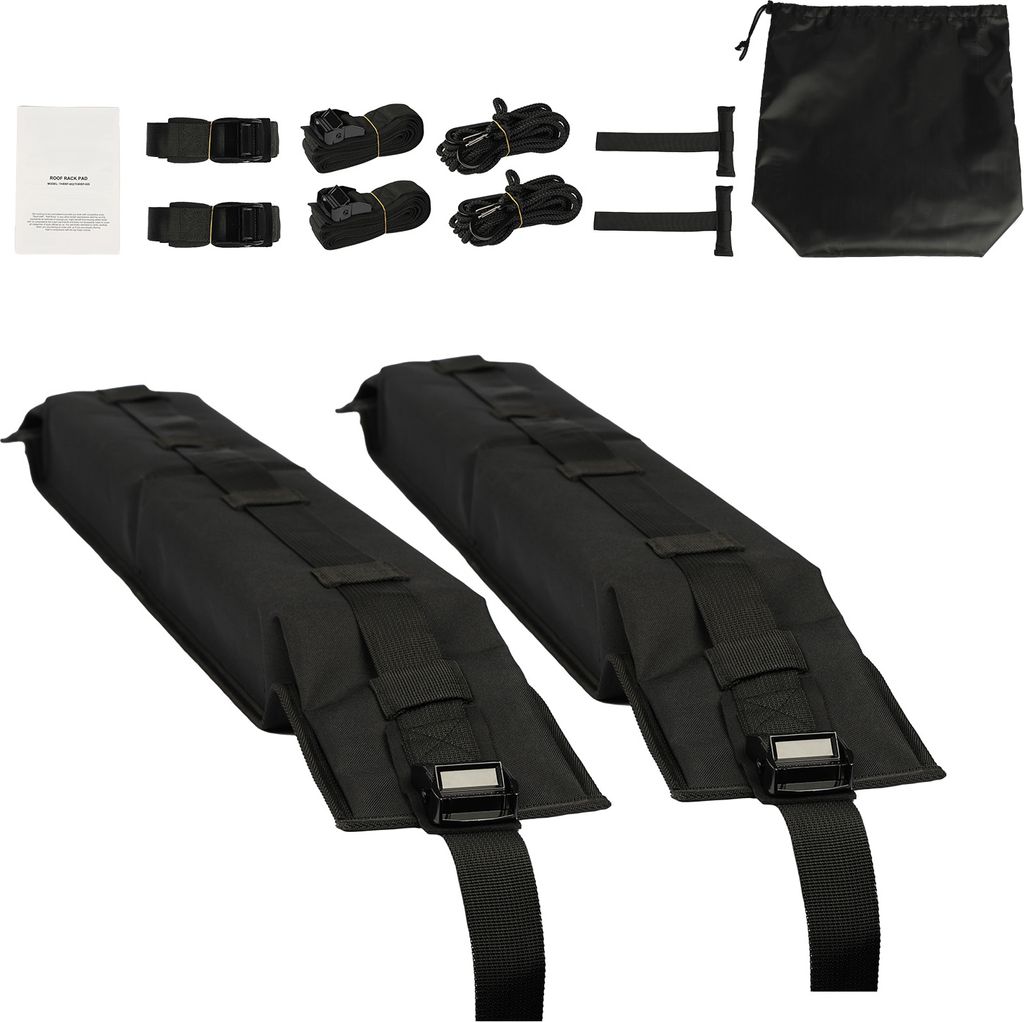 SucceBuy Weiche Dachgepäckträgerpolster, 80 cm, universell fürs Auto, 79 kg Tragkraft für Gepäck, Kajak, Träger mit 4 Zurrgurten, 2 Schnellsc...