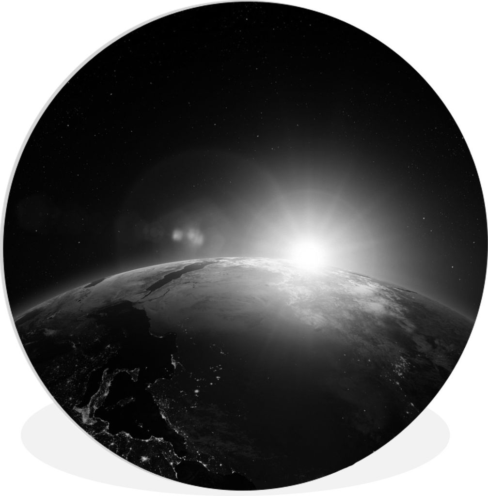 MuchoWow Rundes Wandbild - Runde Bilder Erde - Sonne - Weltraum Ø 30 cm Kreis Wanddekoration Kunststoff - Wandkreis - Wandschmuck - Schlafzimmer...