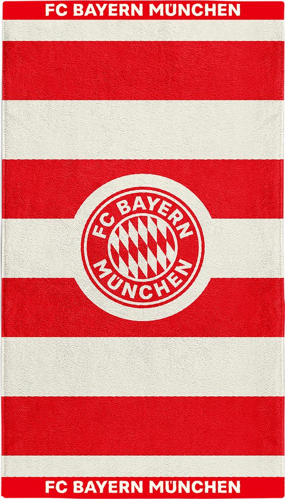 FC Bayern Handtuch gestreift rot/weiß Produktbild 