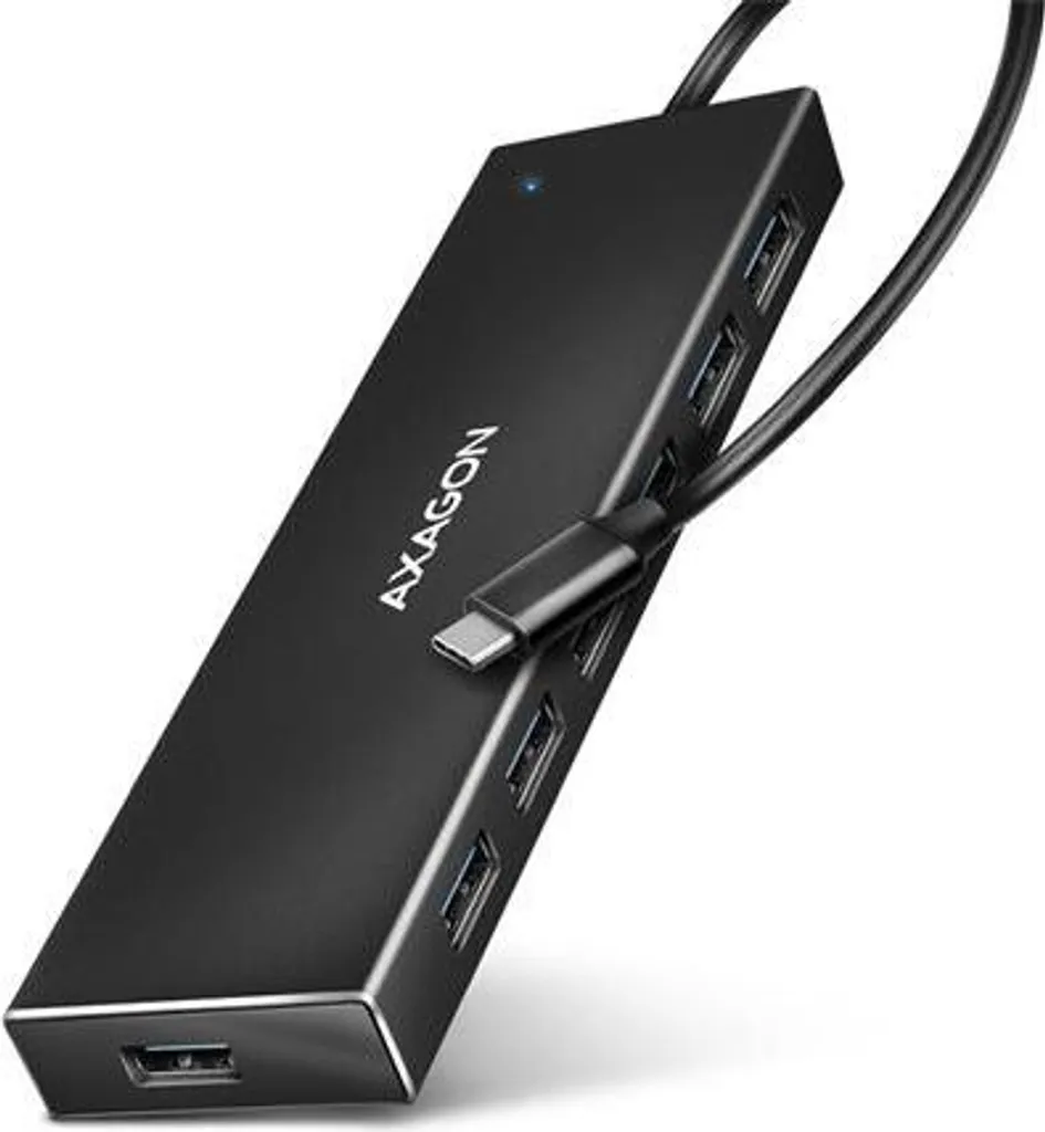 Hub USB 3.2 Gen 1 en aluminium 5 Gbit/s AXAGON HUE-F7C avec 7 ports
