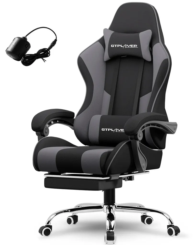 Fauteuil de gaming confortable GT800A gris idéal pour le télétravail