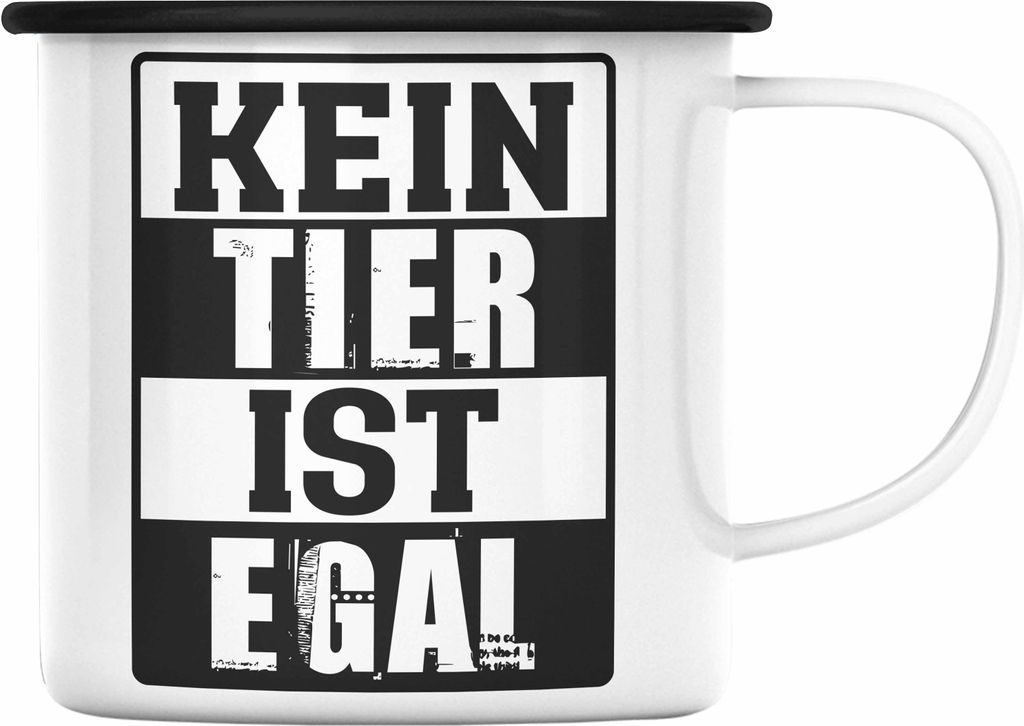 Trendation - Veganer Geschenk Lustige Emaille Tasse Vegetarier Geschenkidee Emaille Tasse Lustig für Geschenkset und Geschenkbox Kein Tier Ist Ega...