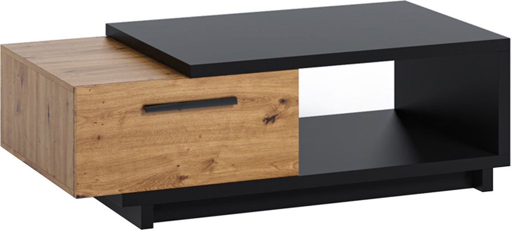Couchtisch INES IN-03 Wohnzimmertisch 120 cm Beistelltisch Sofatisch Kaffeetisch Wohnzimmer Loft (Artisan Eiche / Schwarz)