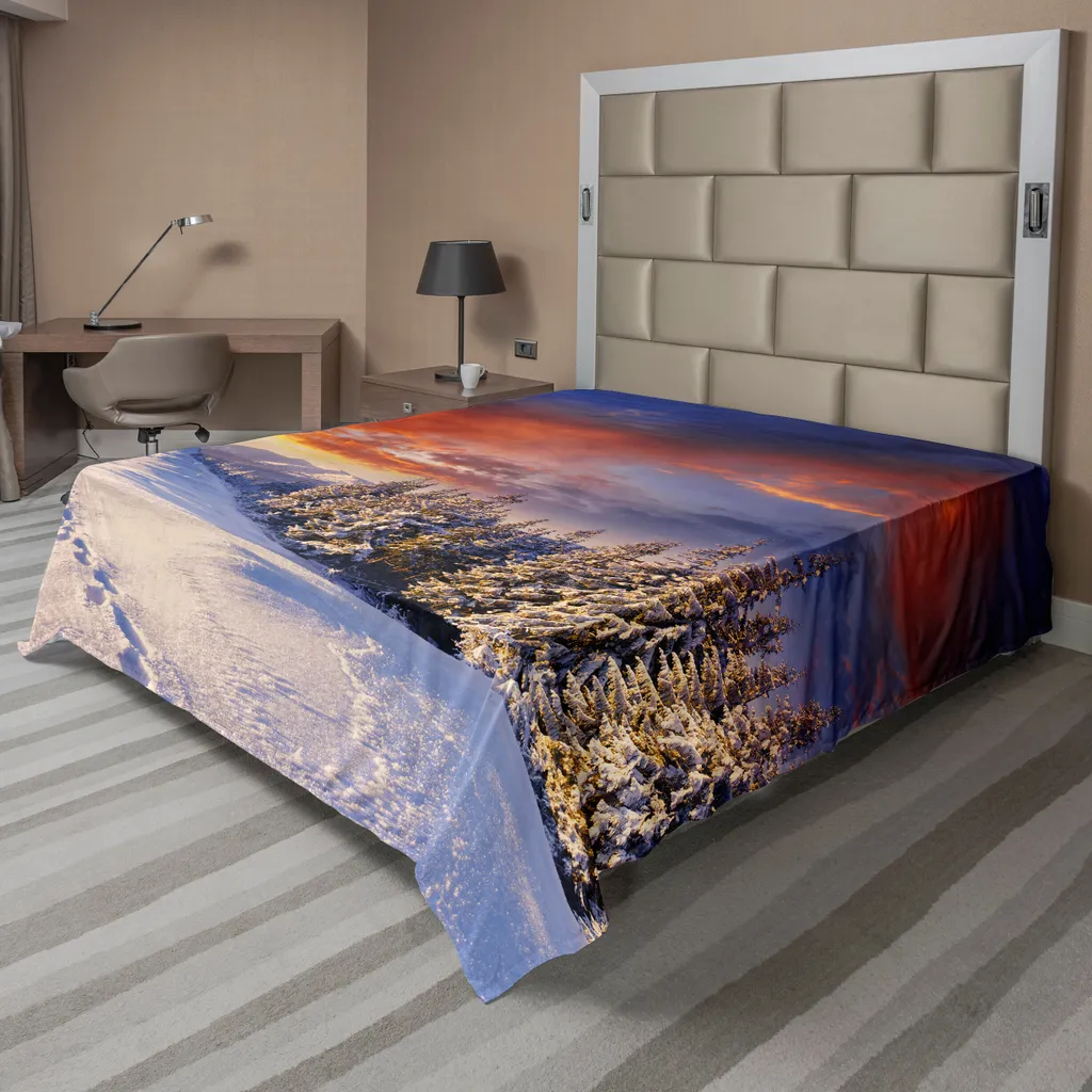 Lenzuolo Invernale ABAKUHAUS 244x205cm: Arancione e Bianco Montagna