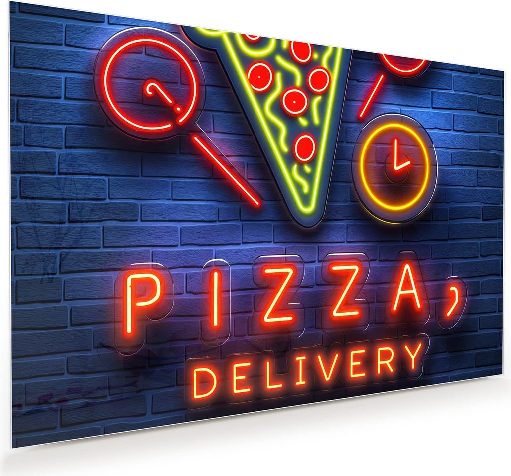 Glasbild 45x30cm in XXL für Wohnzimmer, Schlafzimmer Motiv Pizzalieferservice