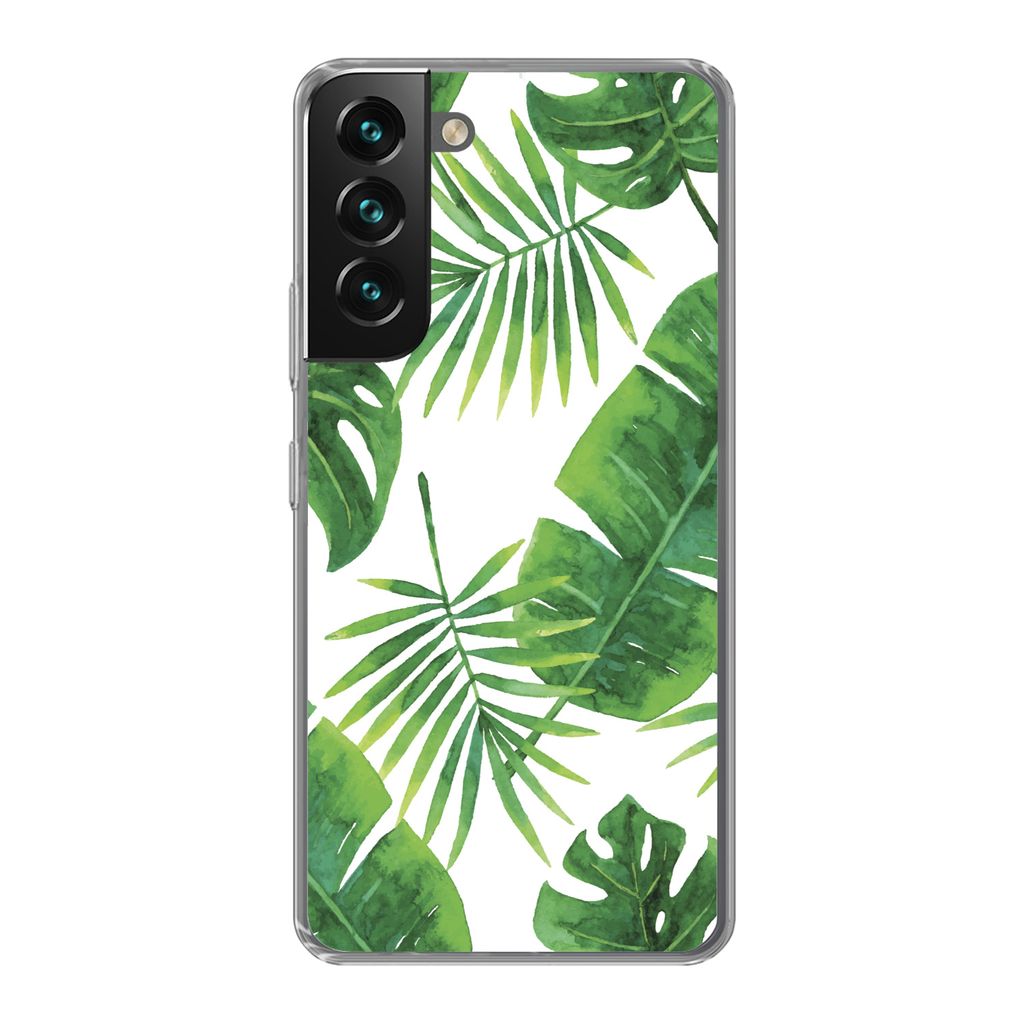 MuchoWow Handyhülle Schutzhülle Hülle für Samsung Galaxy S22 Tropisch - Blätter - Muster Silikon Softcase Handy Hülle - Mobiltelefonhülle