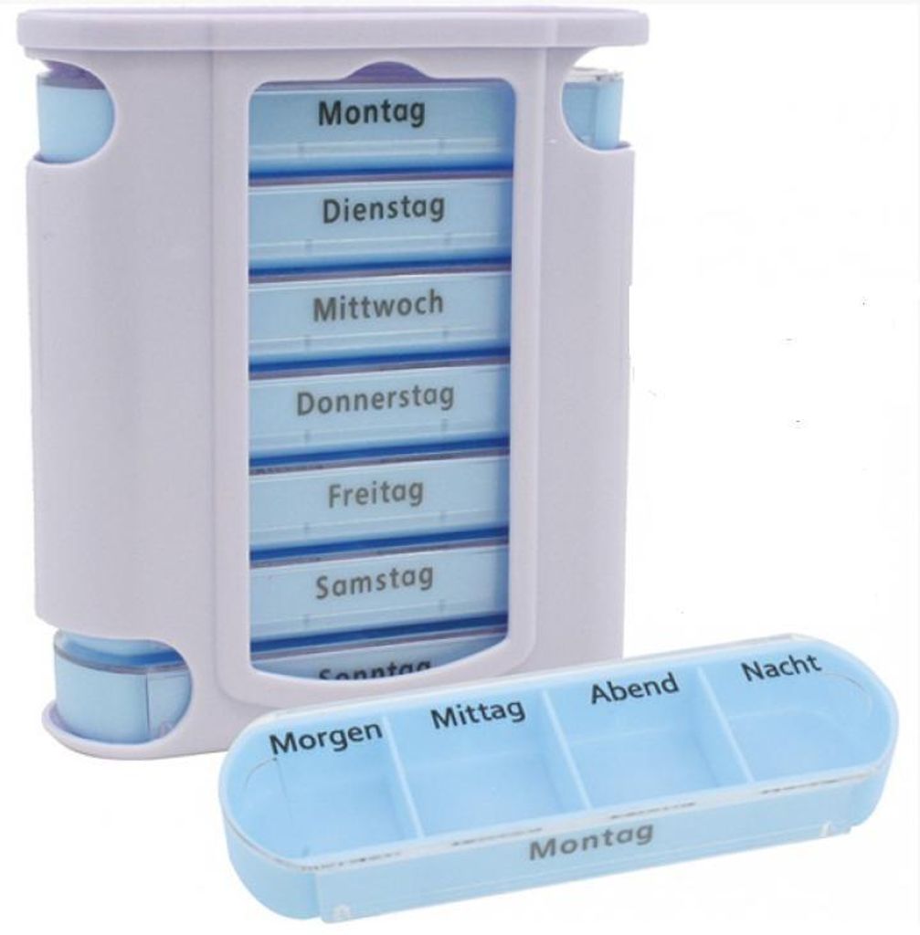 Tablettenbox Pillenbox 7 Tage 4 Fächer Medikamentenbox Produktbild 
