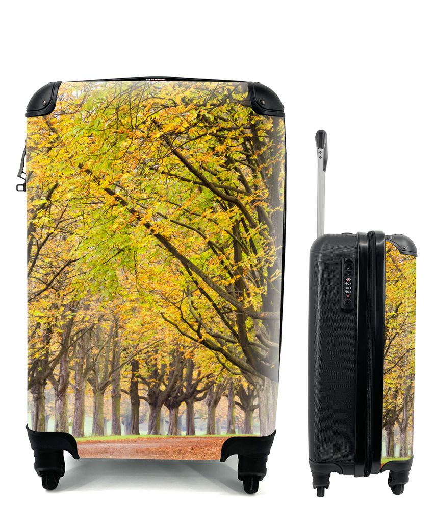 MuchoWow Koffer Handgepäck Trolley Rollkoffer Kleine Reisekoffer mit 4 Rollen - Kastanienbäume im Herbst - Cabin Size < 55x40x23 cm & 55x40x20 ...