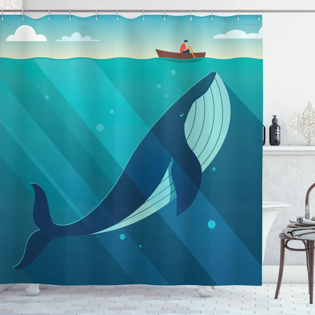 Tenda da Doccia Oceano ABAKUHAUS - Avventura con Balena Bianca 175x200