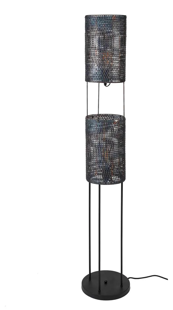 Lampadaire design noir et marron 28x150 cm - Structure métal haute qualité