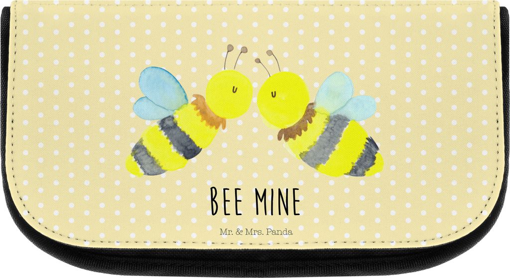 Mr. & Mrs. Panda Kosmetiktasche Biene Liebe - Gelb Pastell - Geschenk, Make-up Organizer, Kulturbeutel, kosmetik, Tasche, Waschbeutel, kosmetiktäs...