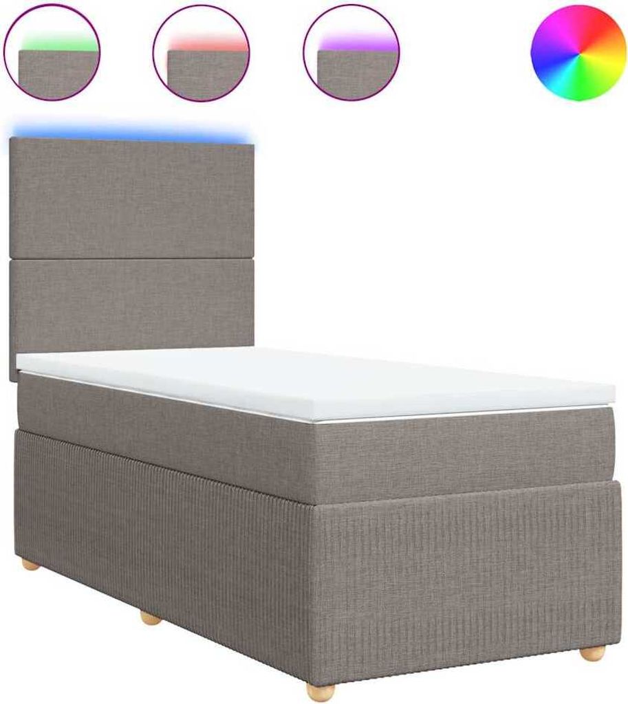 vidaXL Boxspringbett mit Matratze Taupe 80x200 cm Stoff