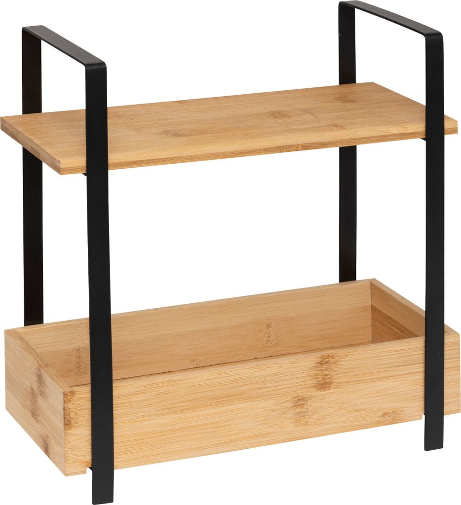 Regal "ordera" 2 ebenen mit aufbewahrungsbehälter aus schwarzem bambus - 5 five simply smart