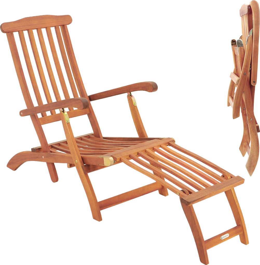 CASARIA® Chaise longue Queen Mary pliable bois d’acacia Image du produit 