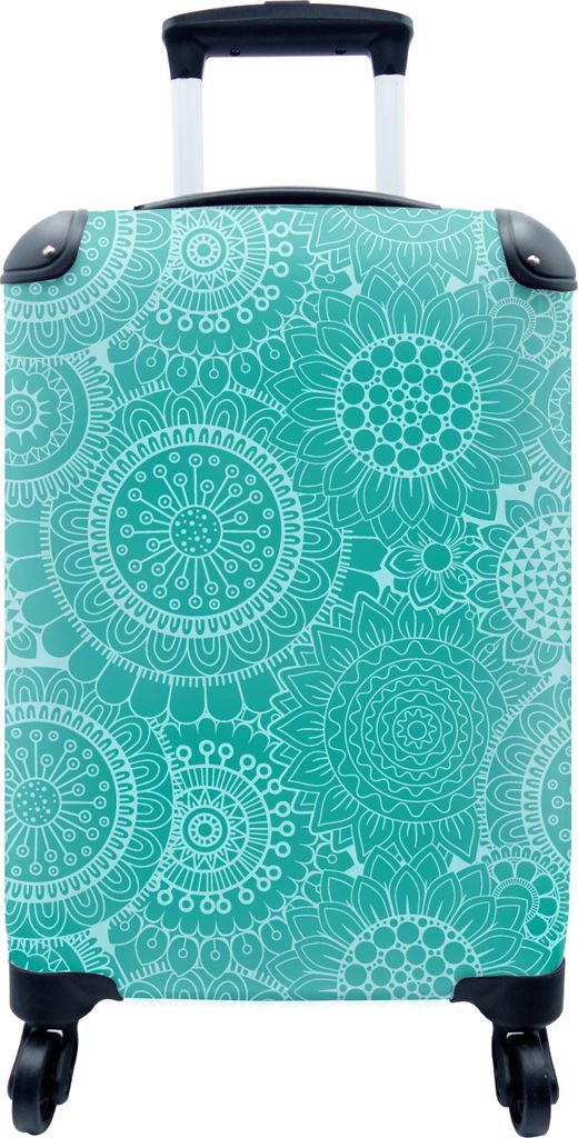 MuchoWow MuchoWow Koffer Handgepäck Trolley Rollkoffer Kleine Reisekoffer mit 4 Rollen - Muster - Sonnenblumen - Mandala - Cabin Size < 55x40x...
