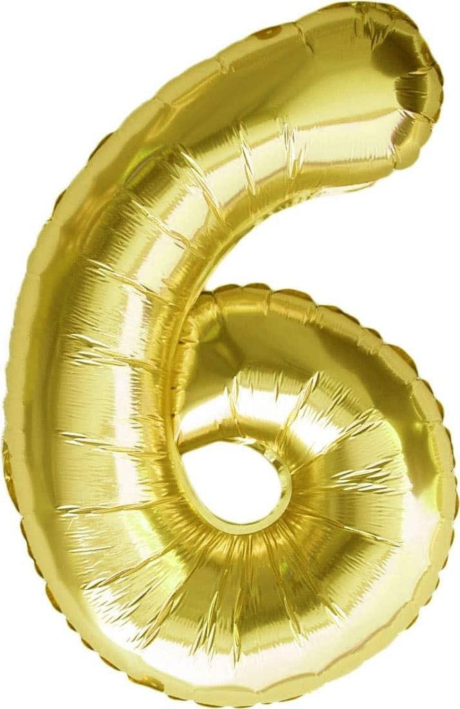 Oblique Unique 1x Folien Luftballon mit Zahl 6 Geburtstag Jubiläum Party Deko Ballon - gold