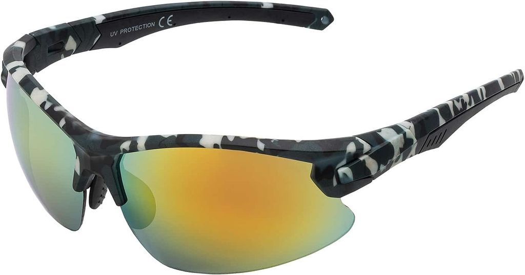 Uni Sonnenbrille 80er Fahrradbrille Sport Brille Retro verspiegelt Gelb