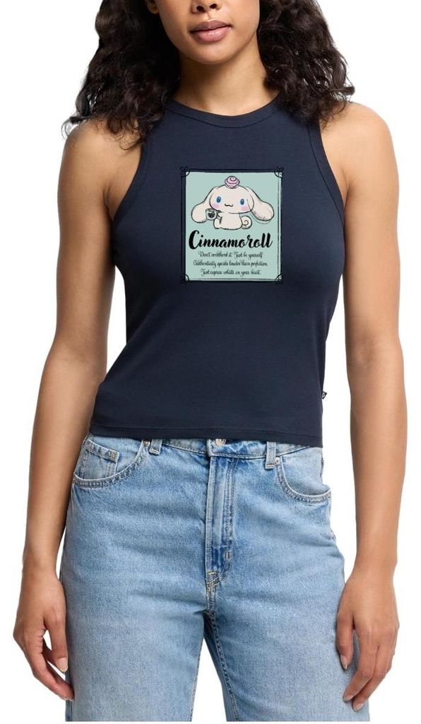 Spreadshirt Cinnamoroll Just Be Yourself Cropped Frauen Organic Tank Top, L, Navy