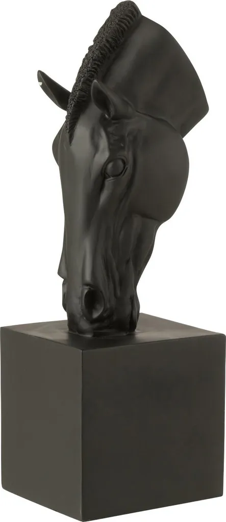 Statue Cheval Noir en Polyrésine J-Line Small - Finition Mat Moderne