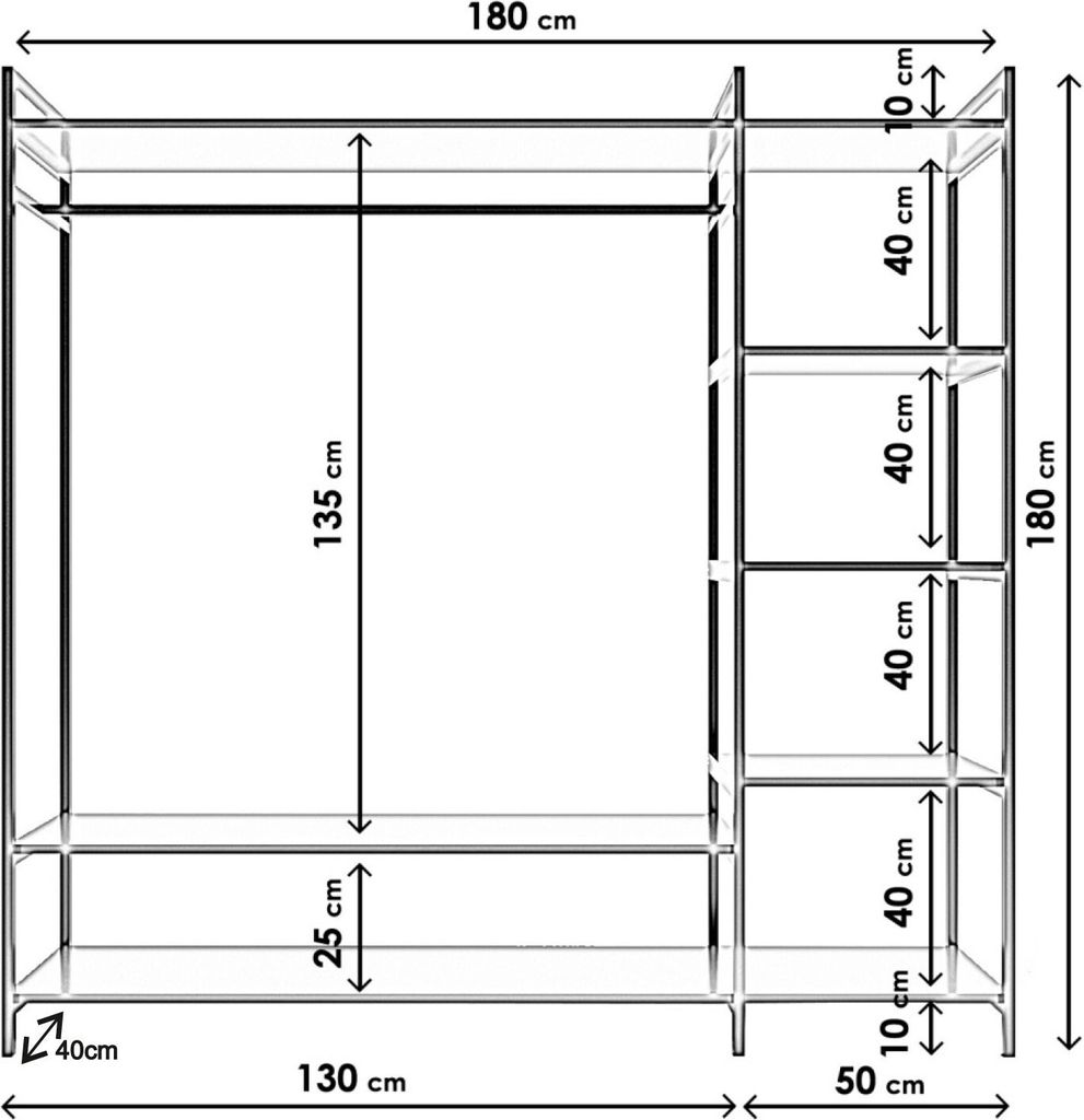 Skye Decor, Trend- Trend Gardırop Sağ raflı L615LCV, Weiß, Produktbild 8