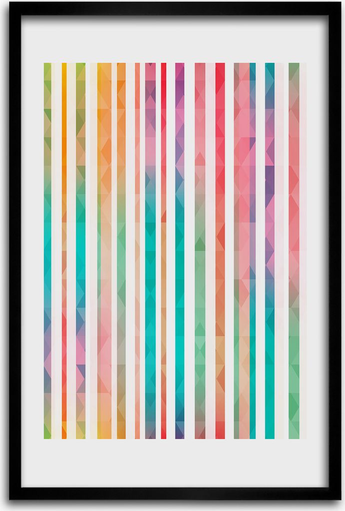 Bild - Bilderrahmen - 40 cm x 60 cm - MDF - Rahmen - Wandkunst - Farbige Streifen