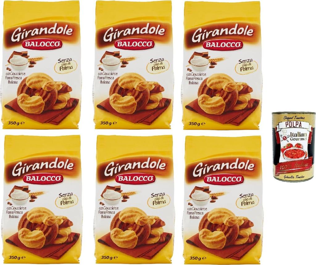 Balocco Girandole kekse mit Schokolade und Sahne 6x 350g biscuits cookies + Italian Gourmet polpa 400g