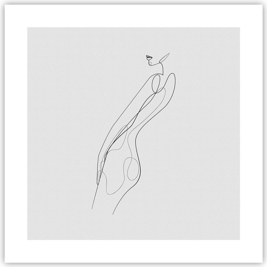 Poster - Poster ohne Rahmen - Kontur Frau Minimalismus - 40x40 cm - Wand Bild - Wanddeko - Wandbilder - Kunstposter - Wandposter - Bilder - Kunstdr...
