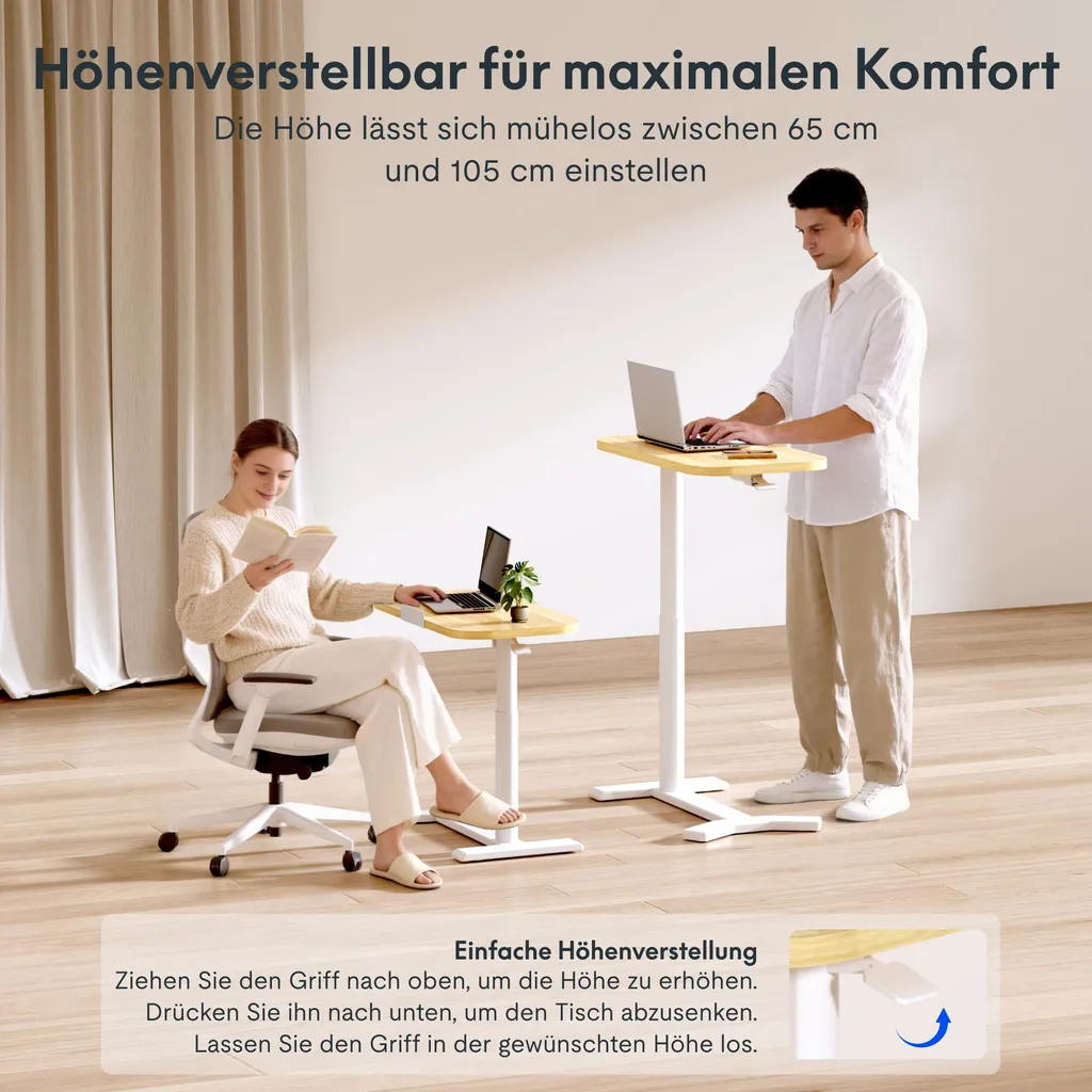 Table d'appoint FLEXISPOT réglable en hauteur 65-105 cm Érable C-Shape - 4