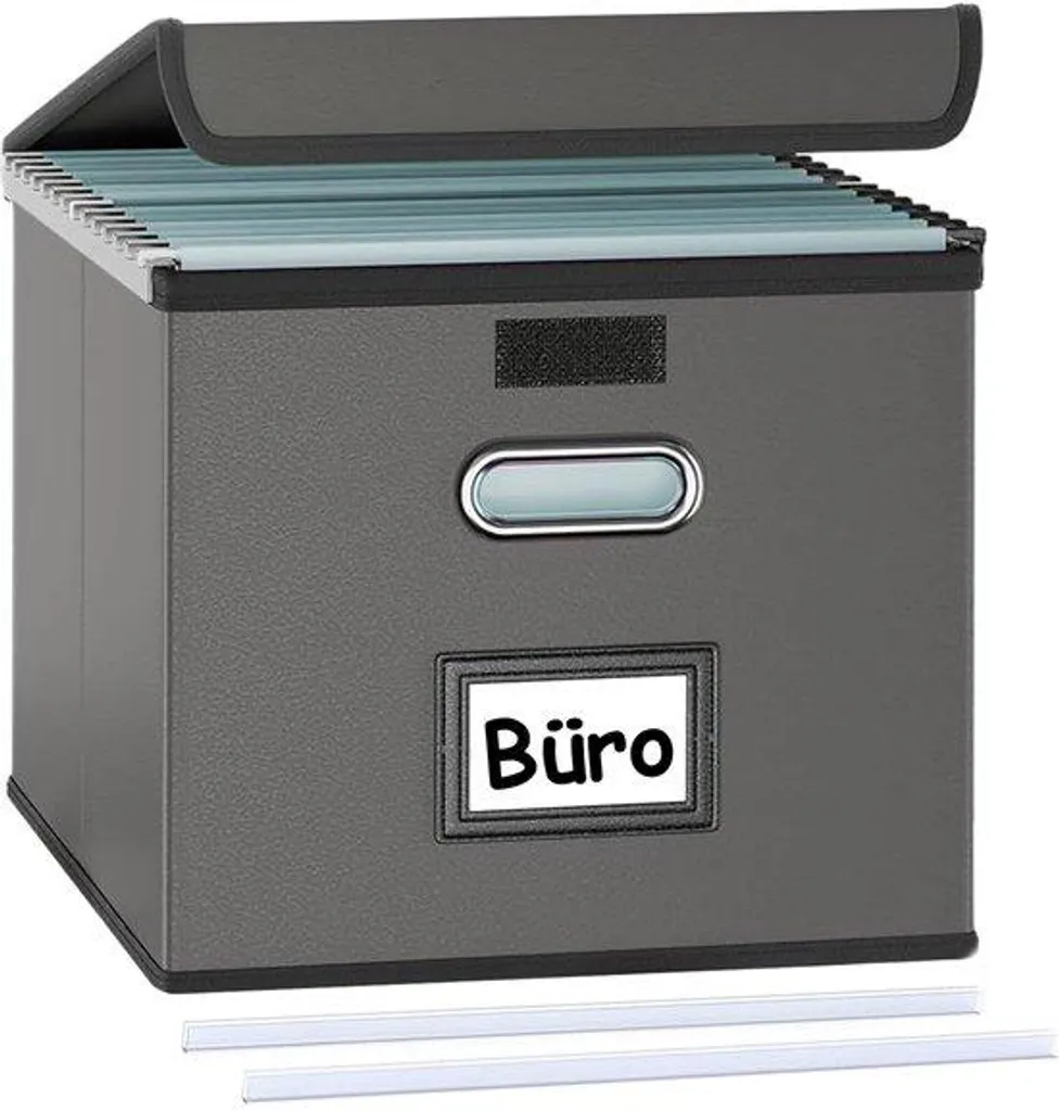 Boîte d'archivage grise A4 aspect cuir avec couvercle pour bureau Pro
