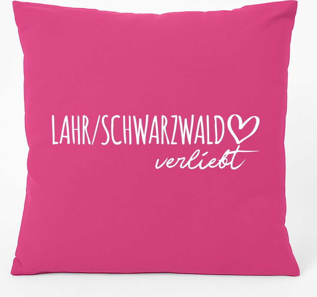 Huuraa Kissen Lahr/Schwarzwald verliebt 40x40cm mit Füllung Fuchsia Baumwolle Dekokissen Geschenkidee