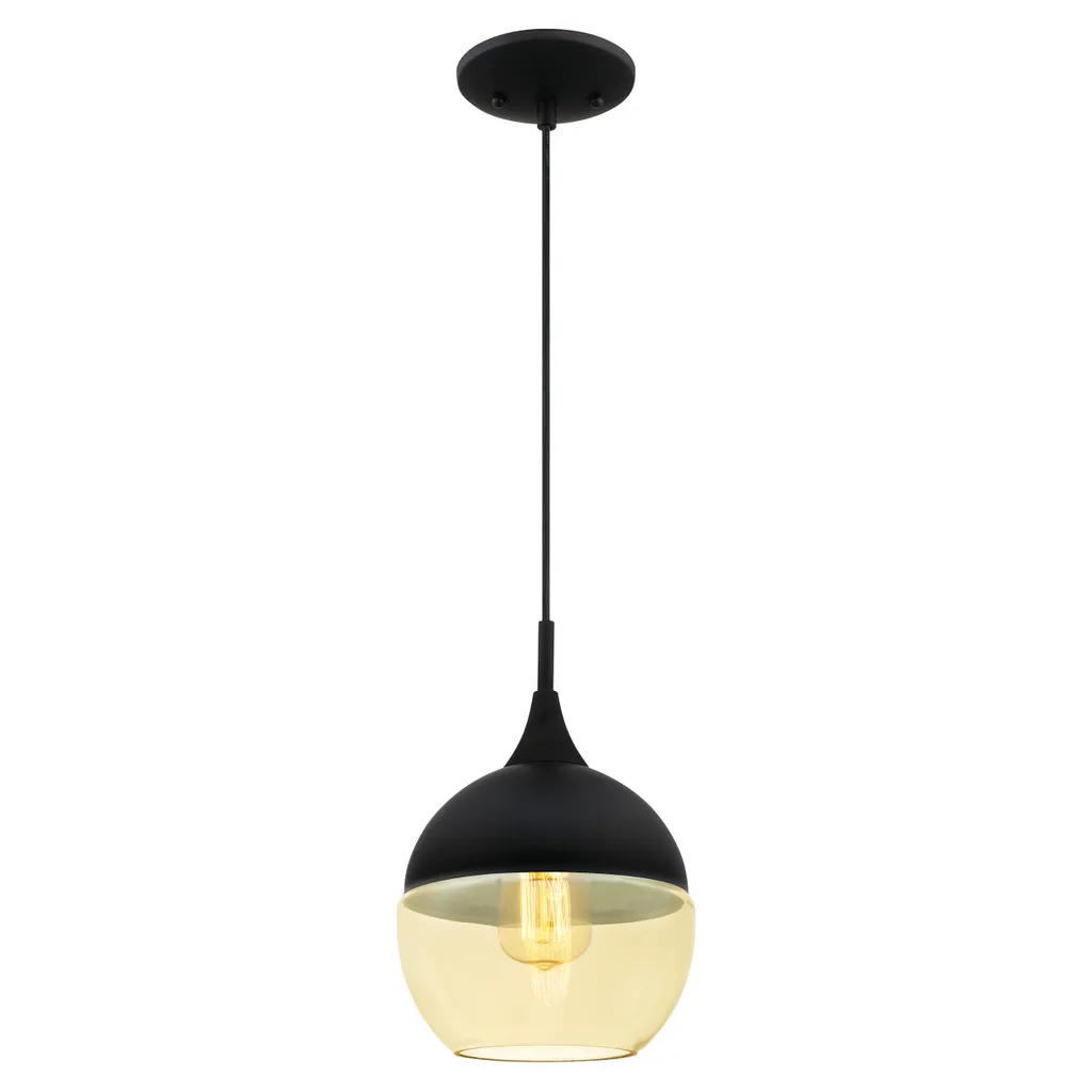Suspension noire mate Art déco en métal robuste luminaire 1 lumière