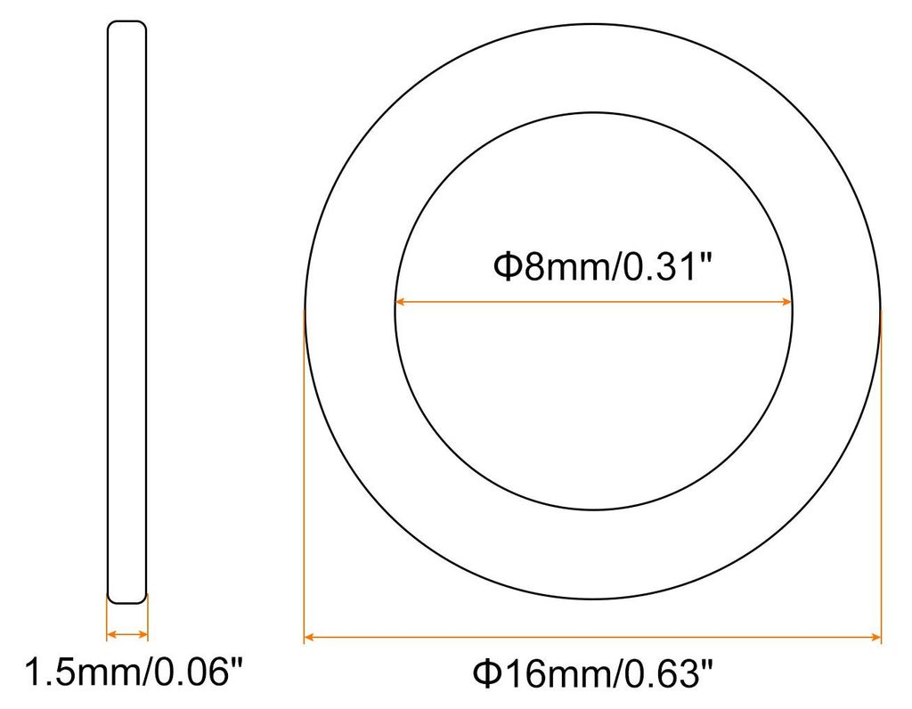 50 Stš¹ck Unterlegscheiben M8 x 16mm x 1,5mm Dichtringe Flach Dichtungsringe Spaltscheiben Sicherungsscheiben Beilagscheiben Messing Muttern fš...