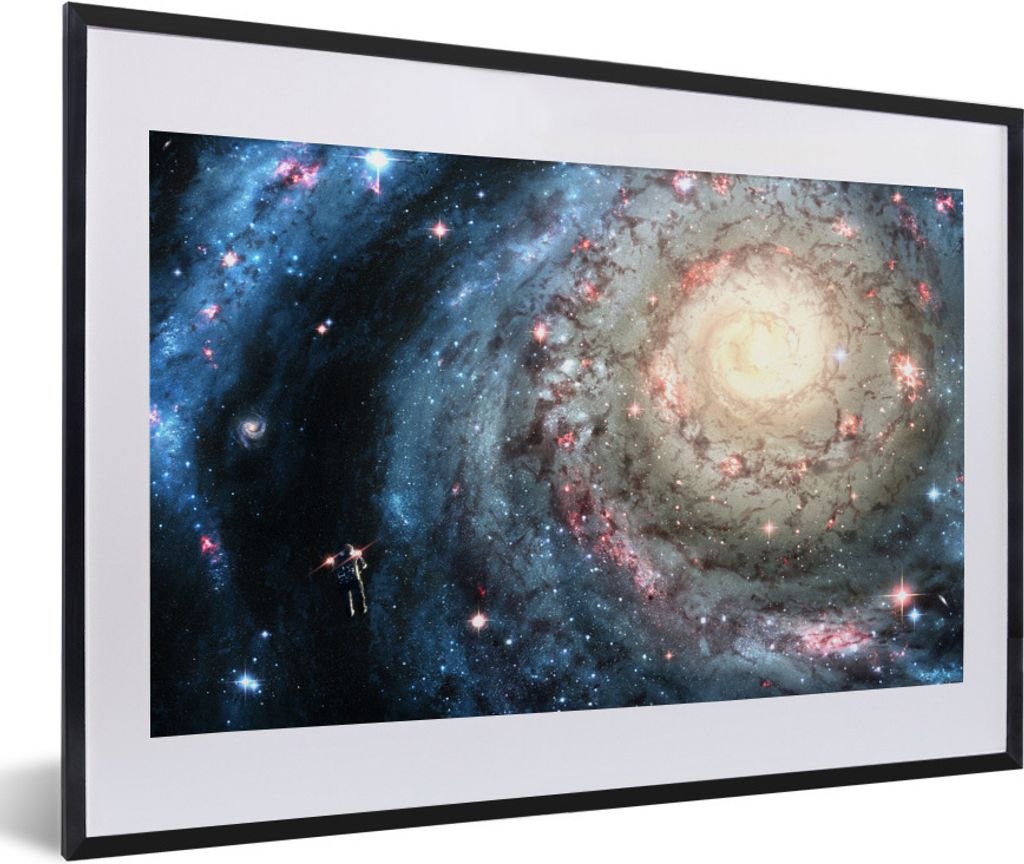MuchoWow Gerahmtes Poster Illustration der Galaxie Milchstraße 60x40 cm - Poster mit Schwarzem Bilderrahmen Wandposter Rahmen Foto Bilder - Schl...