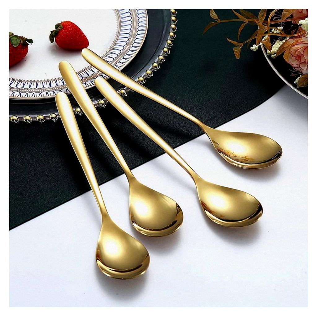 Goldene Esslöffel 6 Stück, 8,1 Zoll Esslöffel aus Edelstahl, Suppenlöffel, Dessertlöffel, Besteck für Zuhause, Küche oder Restaurant, spülm...