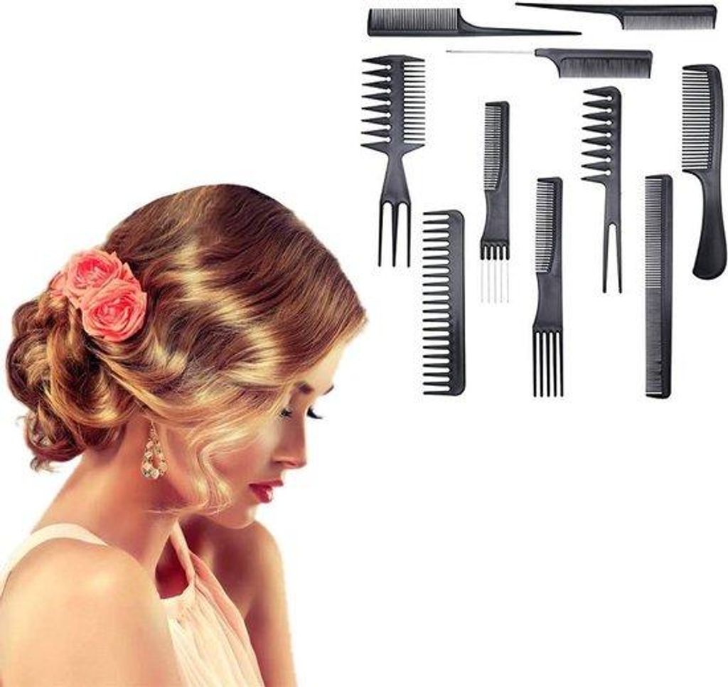 Professionelles Stylingkamset aus 10 Kohlenstofffasern Haarkammern, Salon, Kammern
