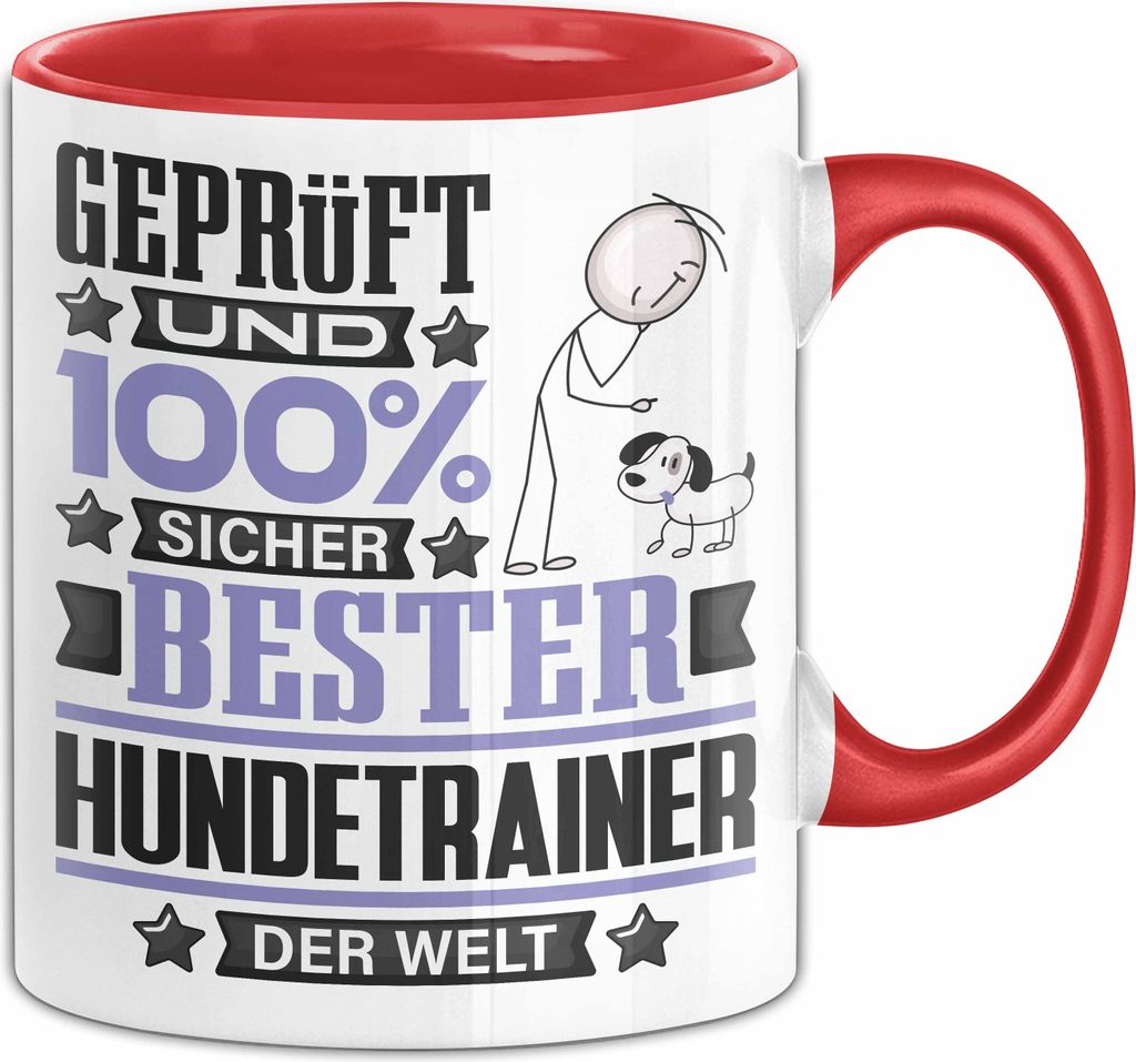 Hundetrainer Geschenk Lustiger Spruch für Hundetrainer Geschenkidee Bester Hundetrainer Der Welt (Rot)