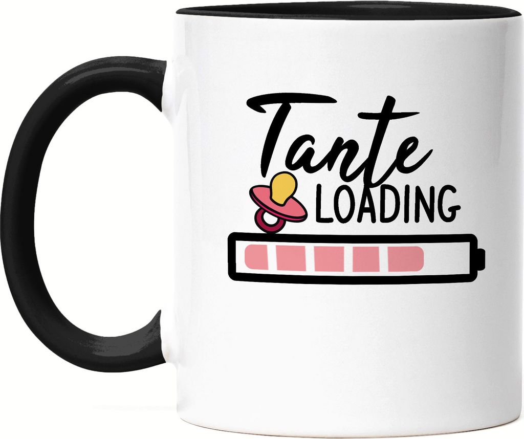 Tante Loading Tasse Schwarz für werdende Tanten zur Geburt Babynews Nichte Neffe Ich werde Tante Geschenk Tasse